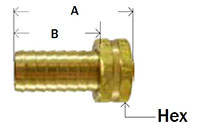 Brass NPSM Female Long Shank Diagram
